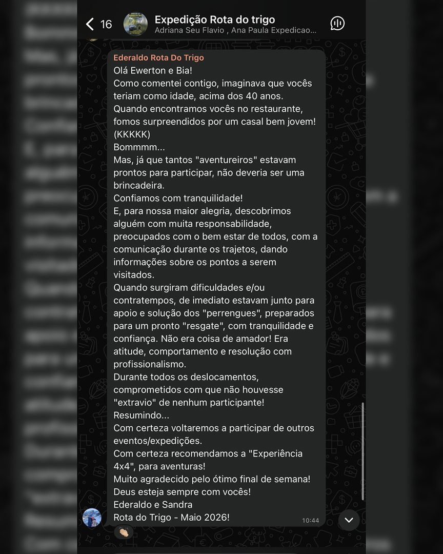Depoimento de cliente da Experiência 4x4